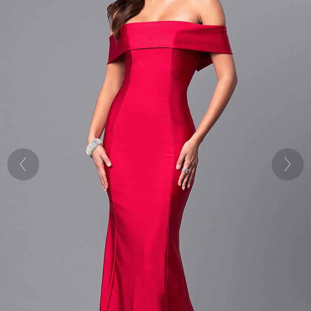 Red Off the Shoulder Atria Prom Dress